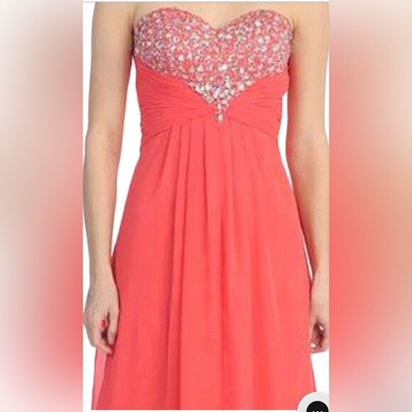 Eureka fashion sweetheart strapless bright coral gown size XS - Picture 4 of 8